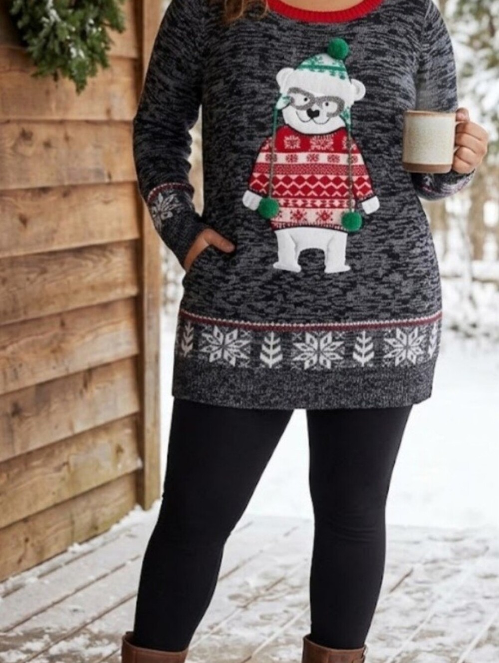 United States Sweaters Holiday Womens Polar Bear Christmas Sweater Size XL